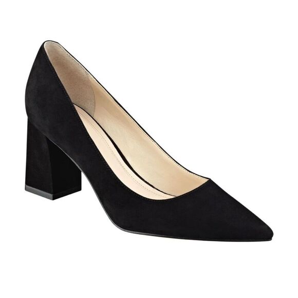 Marc Fisher Zala Black Suede Block Heels Sz 10 - Picture 1 of 5